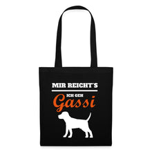 Lade das Bild in den Galerie-Viewer, Jutebeutel mit Hund: Mir reichts ich geh Gassi - Schwarz