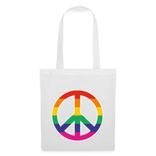 Lade das Bild in den Galerie-Viewer, Jutebeutel mit Peace-Zeichen in Regenbogenfarben - Weiß
