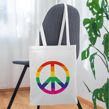 Lade das Bild in den Galerie-Viewer, Jutebeutel mit Peace-Zeichen in Regenbogenfarben - Weiß