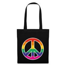 Lade das Bild in den Galerie-Viewer, Jutebeutel mit Peace-Zeichen in Regenbogenfarben - Schwarz