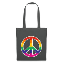Lade das Bild in den Galerie-Viewer, Jutebeutel mit Peace-Zeichen in Regenbogenfarben - Graphite

