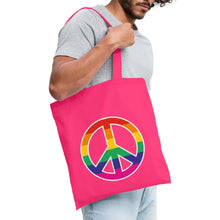 Lade das Bild in den Galerie-Viewer, Jutebeutel mit Peace-Zeichen in Regenbogenfarben - Azalea
