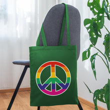 Lade das Bild in den Galerie-Viewer, Jutebeutel mit Peace-Zeichen in Regenbogenfarben - Fichte
