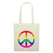 Lade das Bild in den Galerie-Viewer, Jutebeutel mit Peace-Zeichen in Regenbogenfarben - Natur
