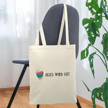 Lade das Bild in den Galerie-Viewer, Jutebeutel mit Regenbogen-Herz Alles wird gut - Natur