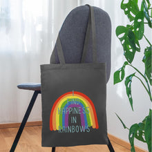 Lade das Bild in den Galerie-Viewer, Jutebeutel mit Regenbogen I find happiness in rainbows - Graphite