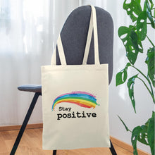 Lade das Bild in den Galerie-Viewer, Jutebeutel mit Regenbogen Stay positive - Natur