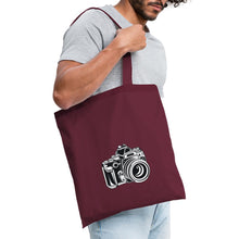 Lade das Bild in den Galerie-Viewer, Retro Jutebeutel mit Spiegelreflex-Kamera - Burgunderrot