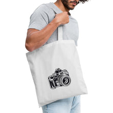 Lade das Bild in den Galerie-Viewer, Retro Jutebeutel mit Spiegelreflex-Kamera - Weiß