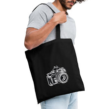 Lade das Bild in den Galerie-Viewer, Retro Jutebeutel mit Spiegelreflex-Kamera - Schwarz