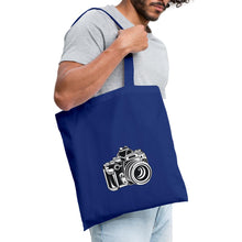 Lade das Bild in den Galerie-Viewer, Retro Jutebeutel mit Spiegelreflex-Kamera - Royalblau