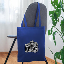 Lade das Bild in den Galerie-Viewer, Retro Jutebeutel mit Spiegelreflex-Kamera - Royalblau