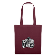Lade das Bild in den Galerie-Viewer, Retro Jutebeutel mit Spiegelreflex-Kamera - Burgunderrot