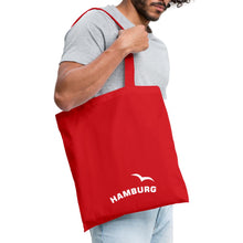 Lade das Bild in den Galerie-Viewer, Stoffbeutel: Hamburg mit Möwe - Rot