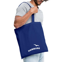 Lade das Bild in den Galerie-Viewer, Stoffbeutel: Hamburg mit Möwe - Royalblau