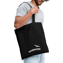 Lade das Bild in den Galerie-Viewer, Stoffbeutel: Hamburg mit Möwe - Schwarz