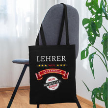 Lade das Bild in den Galerie-Viewer, Stoffbeutel: Lehrer weil Superheld kein offizieller Beruf ist - Schwarz