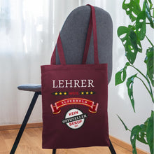 Lade das Bild in den Galerie-Viewer, Stoffbeutel: Lehrer weil Superheld kein offizieller Beruf ist - Burgunderrot
