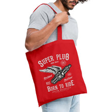 Lade das Bild in den Galerie-Viewer, Stoffbeutel Vintage Super Plug Born to Ride - Rot