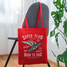 Lade das Bild in den Galerie-Viewer, Stoffbeutel Vintage Super Plug Born to Ride - Rot