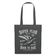 Lade das Bild in den Galerie-Viewer, Stoffbeutel Vintage Super Plug Born to Ride - Graphite
