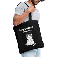 Lade das Bild in den Galerie-Viewer, Stoffbeutel mit Katze und Spruch - Schwarz