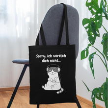 Lade das Bild in den Galerie-Viewer, Stoffbeutel mit Katze und Spruch - Schwarz