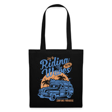 Lade das Bild in den Galerie-Viewer, Vintage Jutebeutel Riding The Waves - Schwarz