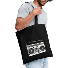 Lade das Bild in den Galerie-Viewer, Vintage Jutebeutel mit Kassetten-Rekorder - Schwarz