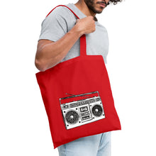 Lade das Bild in den Galerie-Viewer, Vintage Jutebeutel mit Kassetten-Rekorder - Rot