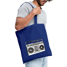 Lade das Bild in den Galerie-Viewer, Vintage Jutebeutel mit Kassetten-Rekorder - Royalblau