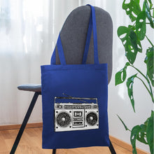Lade das Bild in den Galerie-Viewer, Vintage Jutebeutel mit Kassetten-Rekorder - Royalblau
