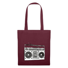 Lade das Bild in den Galerie-Viewer, Vintage Jutebeutel mit Kassetten-Rekorder - Burgunderrot