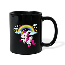 Lade das Bild in den Galerie-Viewer, Einhorn Tasse mit Regenbogen - Schwarz