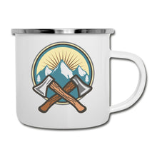 Lade das Bild in den Galerie-Viewer, Emaille-Tasse - Berg und Axt - Weiß