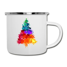 Lade das Bild in den Galerie-Viewer, Emaille-Tasse - Bunter Baum - Weiß