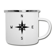 Lade das Bild in den Galerie-Viewer, Emaille-Tasse - Himmelsrichtungen Camping - Weiß