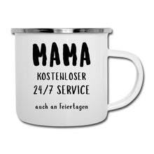 Lade das Bild in den Galerie-Viewer, Emaille-Tasse - Mama kostenloser 24/7 Service - Weiß