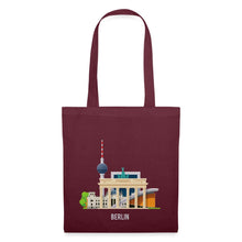 Lade das Bild in den Galerie-Viewer, Jutebeutel Berlin mit Fernsehturm und Brandenburger Tor - Burgunderrot