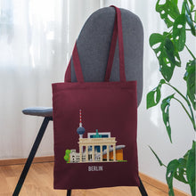 Lade das Bild in den Galerie-Viewer, Jutebeutel Berlin mit Fernsehturm und Brandenburger Tor - Burgunderrot