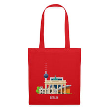 Lade das Bild in den Galerie-Viewer, Jutebeutel Berlin mit Fernsehturm und Brandenburger Tor - Rot