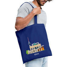Lade das Bild in den Galerie-Viewer, Jutebeutel Berlin mit Fernsehturm und Brandenburger Tor - Royalblau