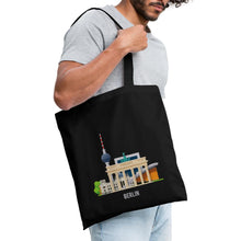 Lade das Bild in den Galerie-Viewer, Jutebeutel Berlin mit Fernsehturm und Brandenburger Tor - Schwarz