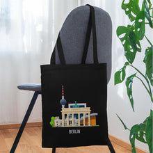 Lade das Bild in den Galerie-Viewer, Jutebeutel Berlin mit Fernsehturm und Brandenburger Tor - Schwarz