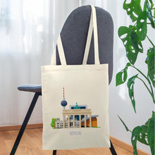 Lade das Bild in den Galerie-Viewer, Jutebeutel Berlin mit Fernsehturm und Brandenburger Tor - Natur