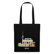 Lade das Bild in den Galerie-Viewer, Jutebeutel Berlin mit Fernsehturm und Brandenburger Tor - Schwarz