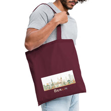 Lade das Bild in den Galerie-Viewer, Jutebeutel mit Berliner Wahrzeichen - Burgunderrot