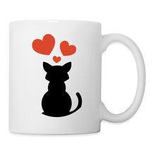 Lade das Bild in den Galerie-Viewer, Katzentasse - Silhouette mit Herzen - white