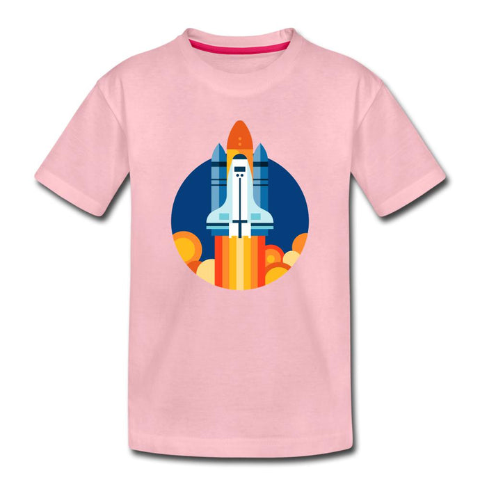 Kinder T-Shirt - Space Shuttle startet - Hellrosa