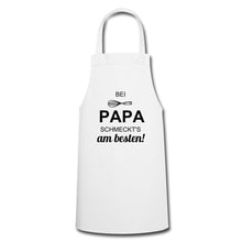 Lade das Bild in den Galerie-Viewer, Kochschürze für Männer - bei Papa schmeckt's am besten! - Weiß